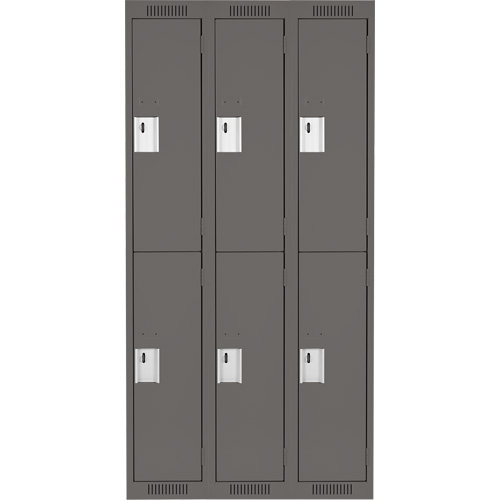 Clean Line Lockers, 2 -tier, Bank of 3, 36" x 18" x 72", Steel, Charcoal, Rivet (Assembled) Canadian Safety Group Inc.