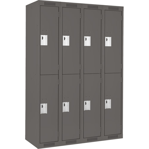 Clean Line Lockers, 2 -tier, Bank of 4, 48" x 18" x 72", Steel, Charcoal, Rivet (Assembled) Canadian Safety Group Inc.