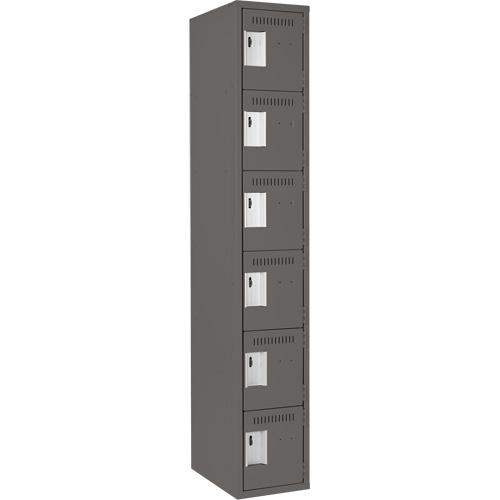 Clean Line Lockerette, 6 -tier, 12" x 18" x 72", Steel, Charcoal, Rivet (Assembled) Canadian Safety Group Inc.