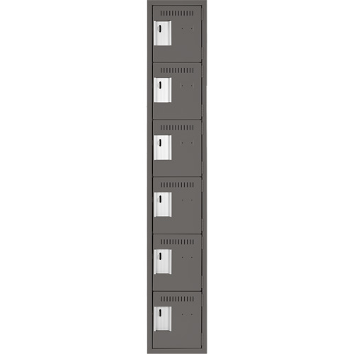 Clean Line Lockerette, 6 -tier, 12" x 18" x 72", Steel, Charcoal, Rivet (Assembled) Canadian Safety Group Inc.