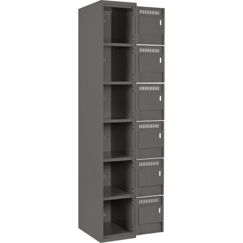 Clean Line Lockerette, 6 -tier, Bank of 4, 48" x 18" x 72", Steel, Charcoal, Rivet (Assembled) Canadian Safety Group Inc.