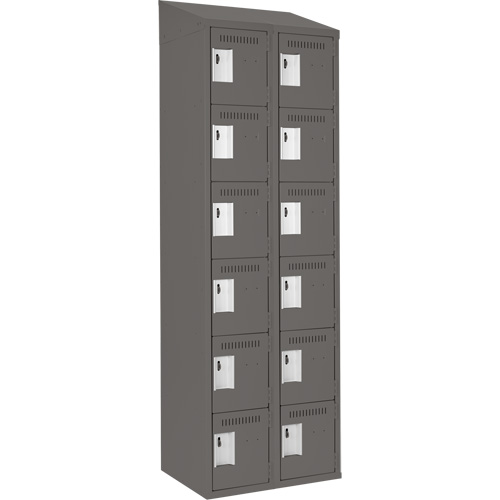 Clean Line Lockerette, 6 -tier, Bank of 2, 24" x 18" x 78", Steel, Charcoal, Rivet (Assembled) Canadian Safety Group Inc.
