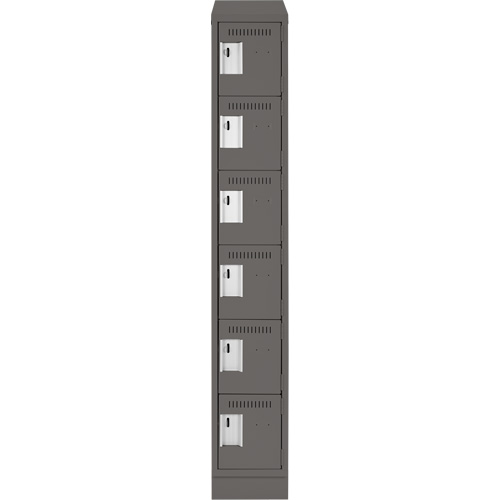 Clean Line Lockerette, 6 -tier, 12" x 18" x 82", Steel, Charcoal, Rivet (Assembled) Canadian Safety Group Inc.