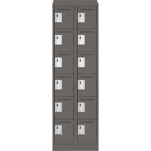 Clean Line Lockerette, 6 -tier, Bank of 2, 24" x 18" x 82", Steel, Charcoal, Rivet (Assembled) Canadian Safety Group Inc.