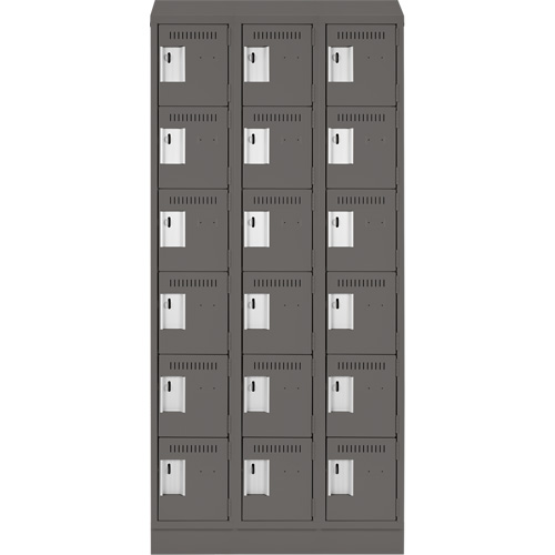 Clean Line Lockerette, 6 -tier, Bank of 3, 36" x 18" x 82", Steel, Charcoal, Rivet (Assembled) Canadian Safety Group Inc.