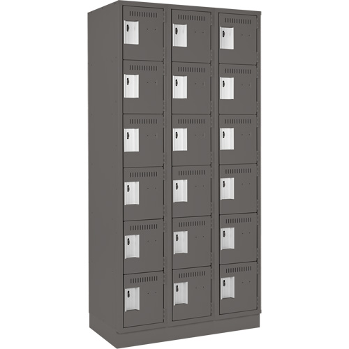 Clean Line Lockerette, 6 -tier, Bank of 3, 36" x 18" x 76", Steel, Charcoal, Rivet (Assembled) Canadian Safety Group Inc.