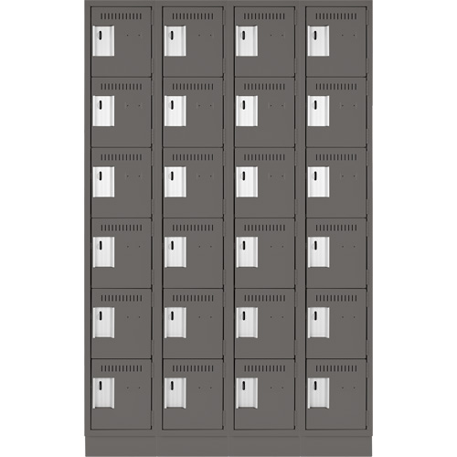 Clean Line Lockerette, 6 -tier, Bank of 4, 48" x 18" x 76", Steel, Charcoal, Rivet (Assembled) Canadian Safety Group Inc.