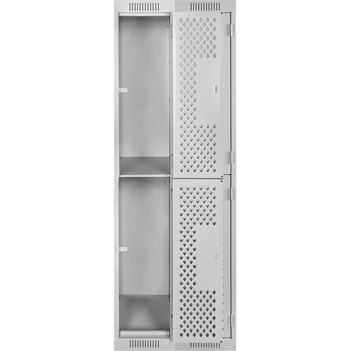 Clean Line Lockers, 2 -tier, Bank of 2, 24" x 12" x 72", Steel, Grey, Rivet (Assembled), Perforated Canadian Safety Group Inc.