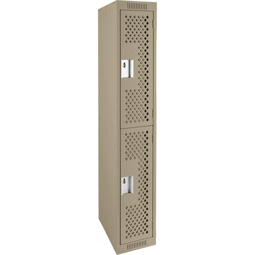 Clean Line Lockers, 2 -tier, 12" x 12" x 72", Steel, Beige, Rivet (Assembled), Perforated Canadian Safety Group Inc.