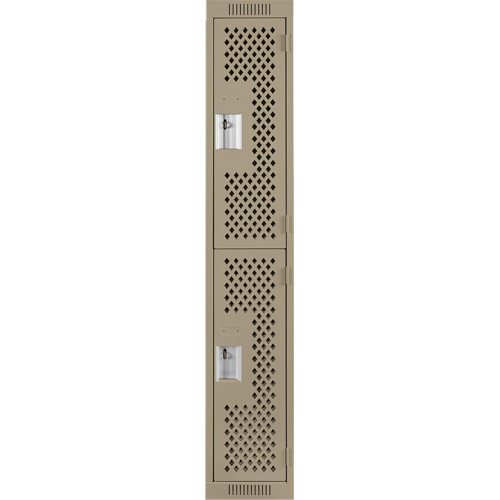 Clean Line Lockers, 2 -tier, 12" x 12" x 72", Steel, Beige, Rivet (Assembled), Perforated Canadian Safety Group Inc.