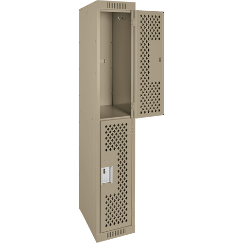 Clean Line Lockers, 2 -tier, 12" x 12" x 72", Steel, Beige, Rivet (Assembled), Perforated Canadian Safety Group Inc.