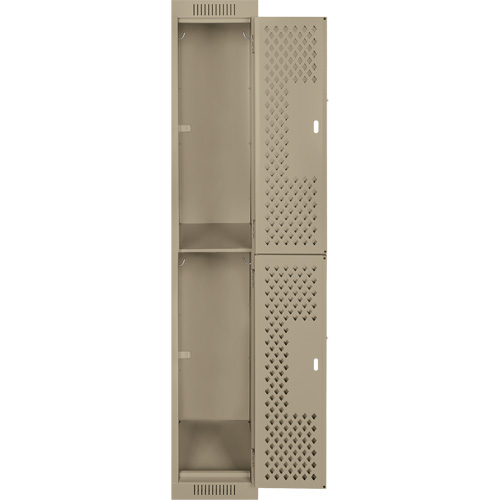 Clean Line Lockers, 2 -tier, 12" x 12" x 72", Steel, Beige, Rivet (Assembled), Perforated Canadian Safety Group Inc.