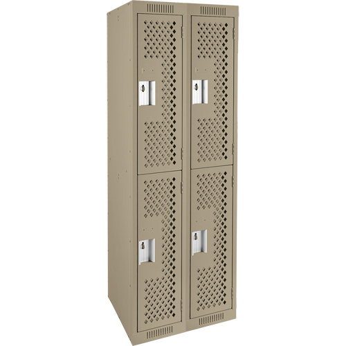 Casiers Clean Line, 2 niveaux, Bloc de 2, 24" x 12" x 72", Acier, Beige, Rivet (assembl&eacute;), Perfor&eacute; Canadian Safety Group Inc.