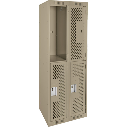 Casiers Clean Line, 2 niveaux, Bloc de 2, 24" x 12" x 72", Acier, Beige, Rivet (assembl&eacute;), Perfor&eacute; Canadian Safety Group Inc.