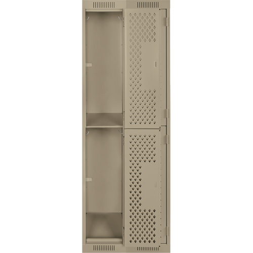 Casiers Clean Line, 2 niveaux, Bloc de 2, 24" x 12" x 72", Acier, Beige, Rivet (assembl&eacute;), Perfor&eacute; Canadian Safety Group Inc.