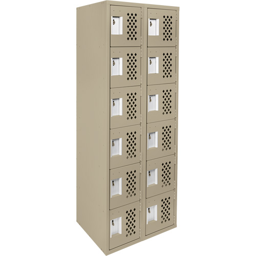 Assembled Lockerettes Clean Line Perforated Economy Lockers, 6 -tier, Bank of 2, 18" x 72" x 12", Steel Canadian Safety Group Inc.