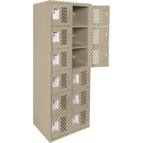 Assembled Lockerettes Clean Line Perforated Economy Lockers, 6 -tier, Bank of 2, 18" x 72" x 12", Steel Canadian Safety Group Inc.