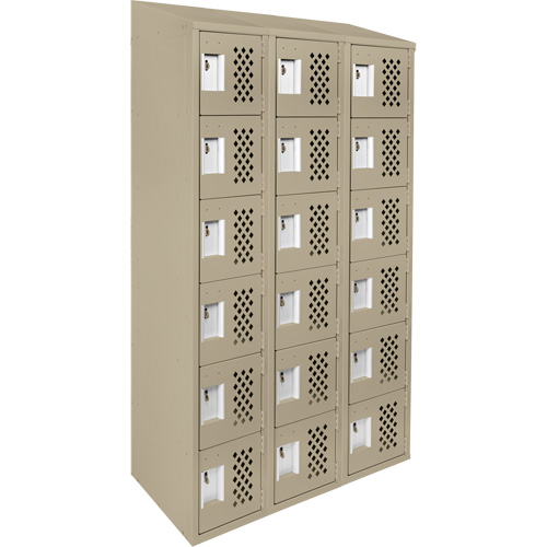 Assembled Lockerettes Clean Line Perforated Economy Lockers, 6 -tier, Bank of 3, 18" x 72" x 12", Steel Canadian Safety Group Inc.