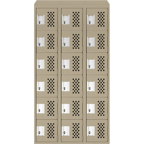 Assembled Lockerettes Clean Line Perforated Economy Lockers, 6 -tier, Bank of 3, 18" x 72" x 12", Steel Canadian Safety Group Inc.