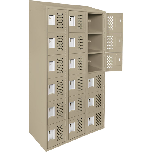 Assembled Lockerettes Clean Line Perforated Economy Lockers, 6 -tier, Bank of 3, 18" x 72" x 12", Steel Canadian Safety Group Inc.