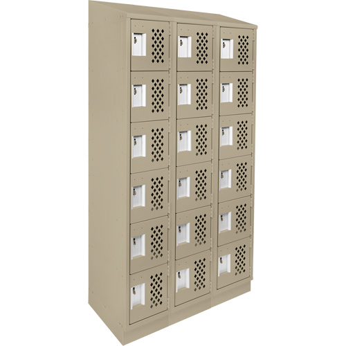 Clean-Line Perforated Lockerette, 6 -tier, Bank of 3, 12" x 72" x 12", Steel Canadian Safety Group Inc.