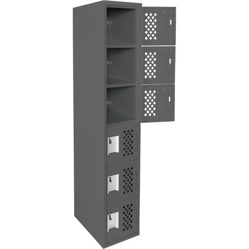 Clean-Line Perforated Lockerette, 6 -tier, 15" x 72" x 12", Steel Canadian Safety Group Inc.