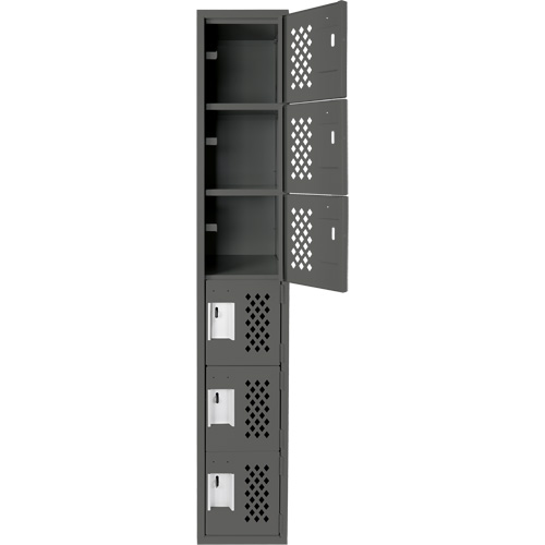 Clean-Line Perforated Lockerette, 6 -tier, 15" x 72" x 12", Steel Canadian Safety Group Inc.