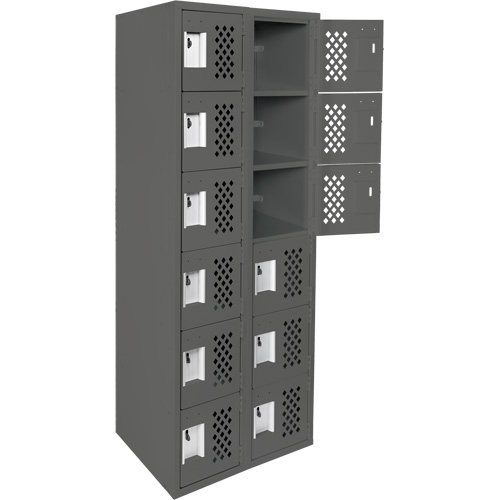 Assembled Lockerettes Clean Line Perforated Economy Lockers, 6 -tier, Bank of 2, 18" x 72" x 12", Steel Canadian Safety Group Inc.