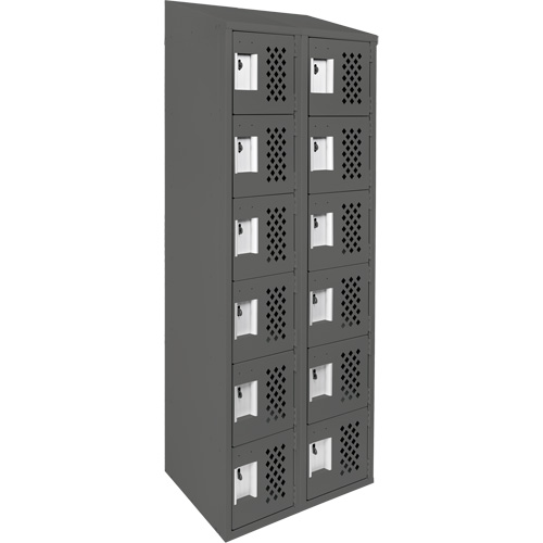 Assembled Lockerettes Clean Line Perforated Economy Lockers, 6 -tier, Bank of 2, 18" x 72" x 12", Steel Canadian Safety Group Inc.
