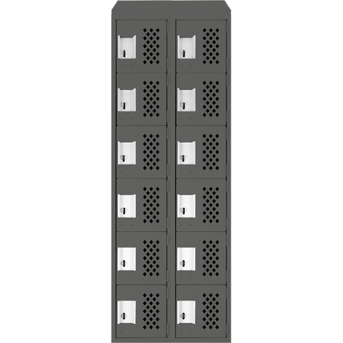 Assembled Lockerettes Clean Line Perforated Economy Lockers, 6 -tier, Bank of 2, 18" x 72" x 12", Steel Canadian Safety Group Inc.