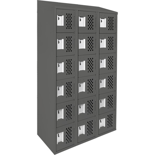 Assembled Lockerettes Clean Line Perforated Economy Lockers, 6 -tier, Bank of 3, 18" x 72" x 12", Steel Canadian Safety Group Inc.