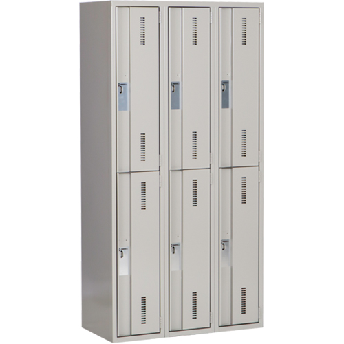 Casiers robustes Concorde, 2 niveaux, Bloc de 3, 36" x 18" x 72", Acier, Gris, Soud&eacute; (assembl&eacute;) Canadian Safety Group Inc.