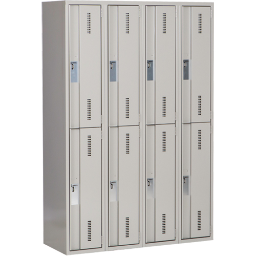 Concorde Heavy-Duty Lockers, 2 -tier, Bank of 4, 48" x 18" x 72", Steel, Grey, Welded (Assembled) Canadian Safety Group Inc.