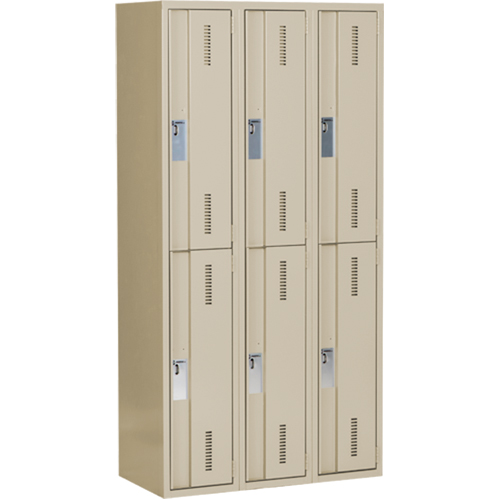 Concorde Heavy-Duty Lockers, 2 -tier, Bank of 3, 36" x 18" x 72", Steel, Beige, Welded (Assembled) Canadian Safety Group Inc.