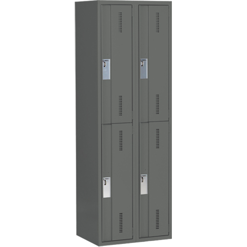 Concorde Heavy-Duty Lockers, 2 -tier, Bank of 2, 24" x 18" x 72", Steel, Charcoal, Welded (Assembled) Canadian Safety Group Inc.