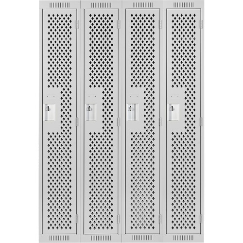 Clean Line Lockers, Bank of 4, 48" x 12" x 72", Steel, Grey, Rivet (Assembled), Perforated Canadian Safety Group Inc.
