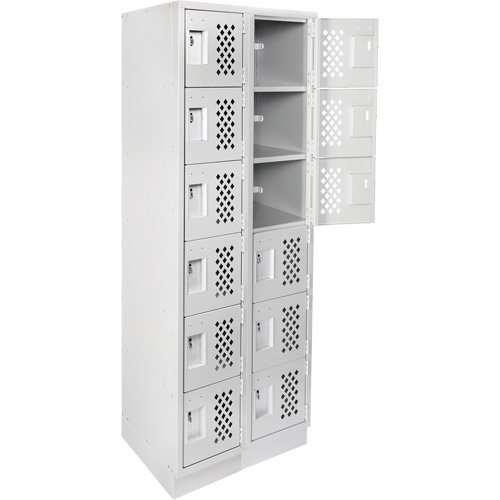 Assembled Lockerettes Clean Line Perforated Economy Lockers, 6 -tier, Bank of 2, 18" x 72" x 12", Steel Canadian Safety Group Inc.