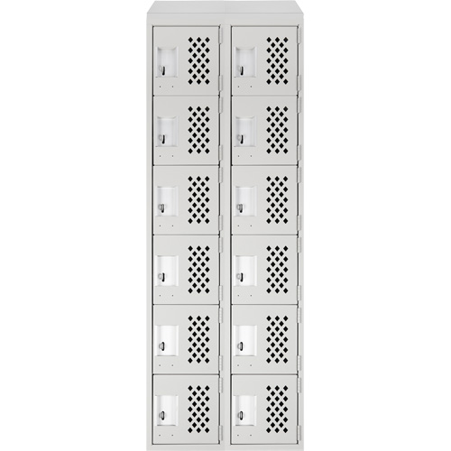 Assembled Lockerettes Clean Line Perforated Economy Lockers, 6 -tier, Bank of 2, 18" x 72" x 12", Steel Canadian Safety Group Inc.