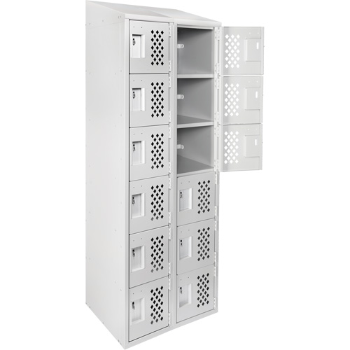 Assembled Lockerettes Clean Line Perforated Economy Lockers, 6 -tier, Bank of 2, 18" x 72" x 12", Steel Canadian Safety Group Inc.