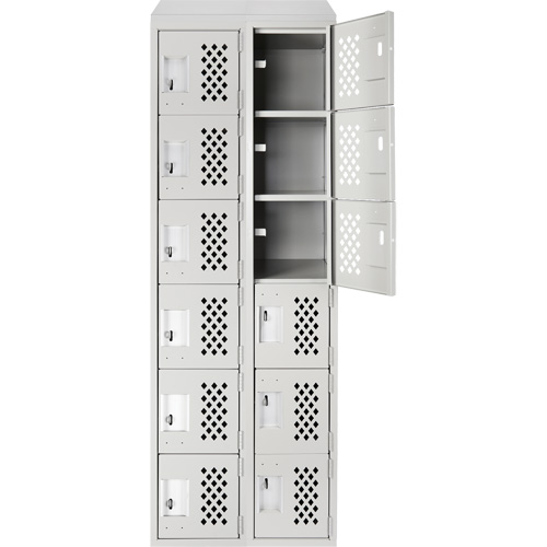 Assembled Lockerettes Clean Line Perforated Economy Lockers, 6 -tier, Bank of 2, 18" x 72" x 12", Steel Canadian Safety Group Inc.
