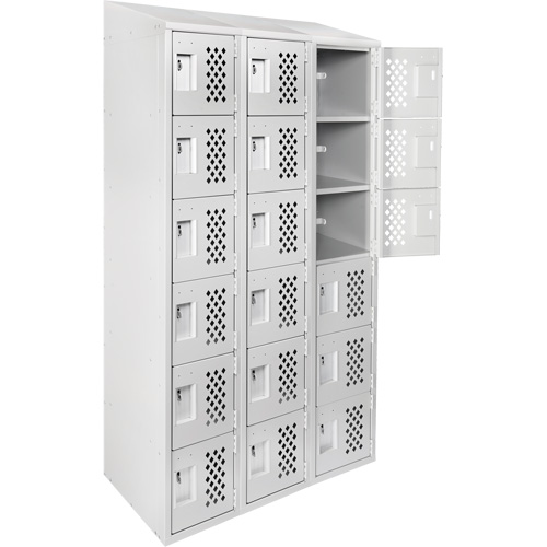 Assembled Lockerettes Clean Line Perforated Economy Lockers, 6 -tier, Bank of 3, 18" x 72" x 12", Steel Canadian Safety Group Inc.