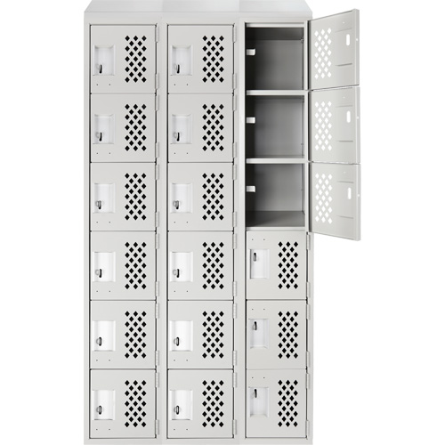 Assembled Lockerettes Clean Line Perforated Economy Lockers, 6 -tier, Bank of 3, 18" x 72" x 12", Steel Canadian Safety Group Inc.