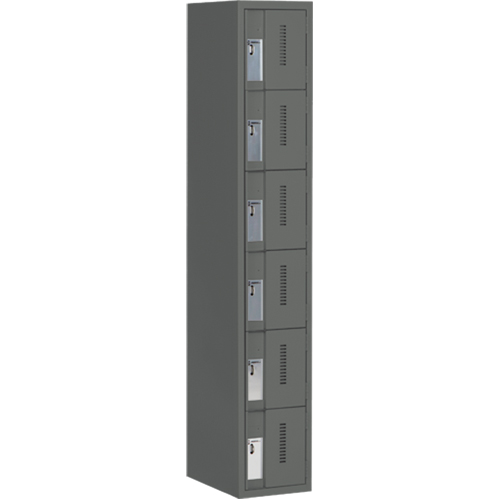 Concorde Heavy-Duty Lockers, 6 -tier, 12" x 18" x 72", Steel, Charcoal, Welded (Assembled) Canadian Safety Group Inc.