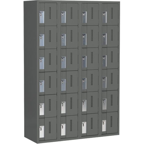 Concorde Heavy-Duty Lockers, 6 -tier, Bank of 4, 48" x 18" x 72", Steel, Charcoal, Welded (Assembled) Canadian Safety Group Inc.