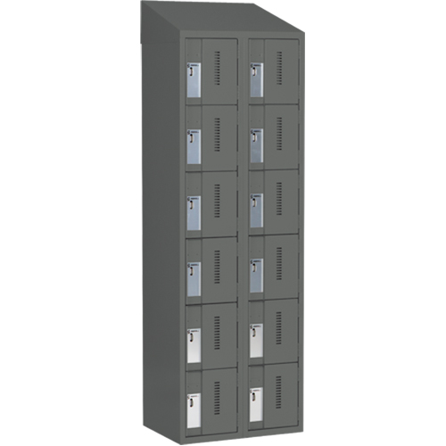 Concorde Heavy-Duty Lockers, 6 -tier, Bank of 2, 24" x 18" x 78", Steel, Charcoal, Welded (Assembled) Canadian Safety Group Inc.