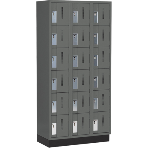 Concorde Heavy-Duty Lockers, 6 -tier, Bank of 3, 36" x 18" x 76", Steel, Charcoal, Welded (Assembled) Canadian Safety Group Inc.