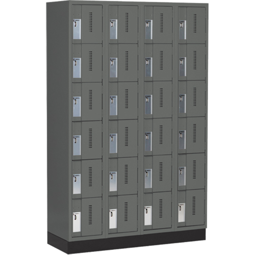 Concorde Heavy-Duty Lockers, 6 -tier, Bank of 4, 48" x 18" x 76", Steel, Charcoal, Welded (Assembled) Canadian Safety Group Inc.