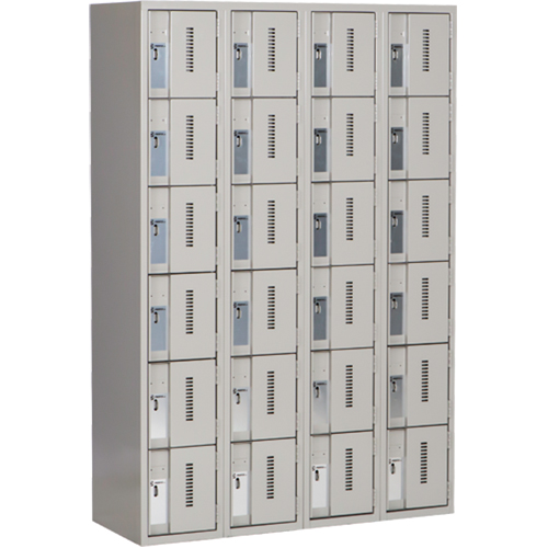 Concorde Heavy-Duty Lockers, 6 -tier, Bank of 4, 48" x 18" x 72", Steel, Grey, Welded (Assembled) Canadian Safety Group Inc.