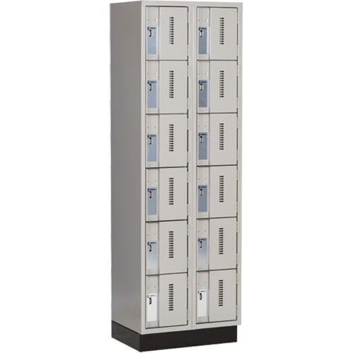 Concorde Heavy-Duty Lockers, 6 -tier, Bank of 2, 24" x 18" x 76", Steel, Grey, Welded (Assembled) Canadian Safety Group Inc.