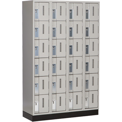 Concorde Heavy-Duty Lockers, 6 -tier, Bank of 4, 48" x 18" x 76", Steel, Grey, Welded (Assembled) Canadian Safety Group Inc.